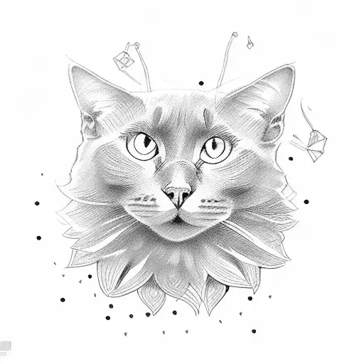 Russian Blue cat tattoo design idea