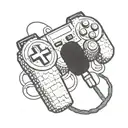 A pixelated video game controller intertwined with a microphone, symbolizing your love for gaming and streaming tattoo design idea