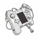 A pixelated video game controller intertwined with a microphone, symbolizing your love for gaming and streaming tattoo design idea