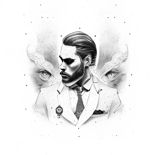 man elegant gangster tattoo design idea