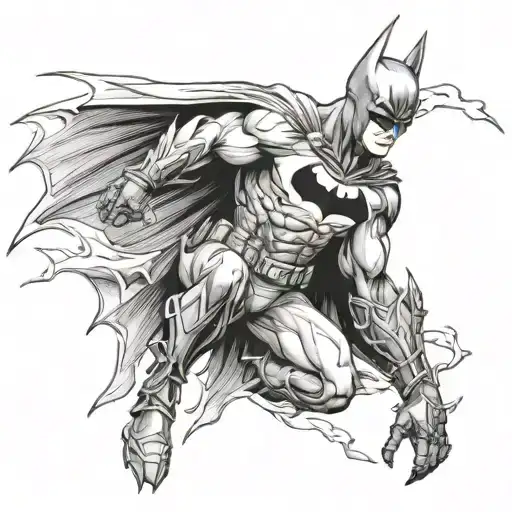 batman in the art style of the manga berserk tattoo design idea
