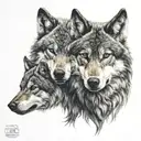 2 wolves tattoo design idea
