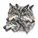 2 wolves tattoo design idea