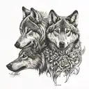 2 wolves tattoo design idea
