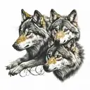 2 wolves tattoo design idea