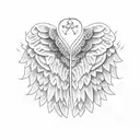 angel wings with blue flowers tattoo design idea