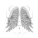 angel wings with blue flowers tattoo design idea