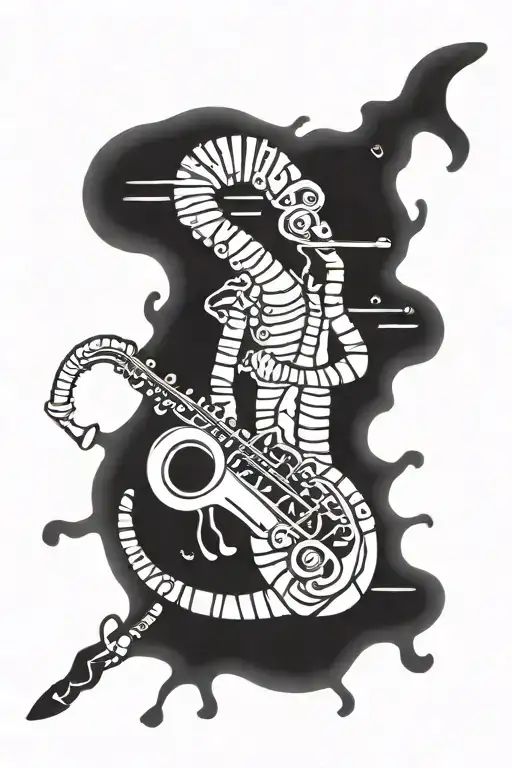 Kokopelli playing a saxophone tattoo design idea