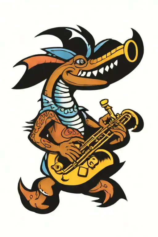 Kokopelli playing a saxophone tattoo design idea