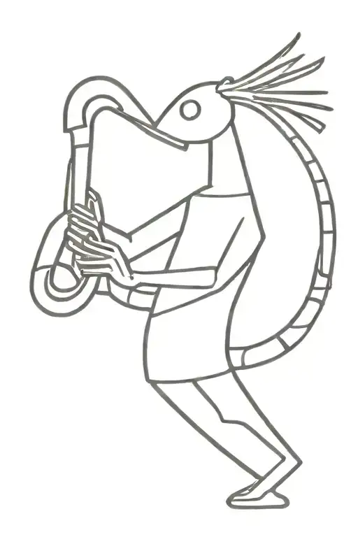 Kokopelli playing a saxophone tattoo design idea