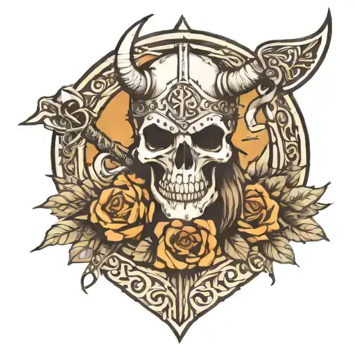 skull archery viking tattoo design idea