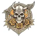 skull archery viking tattoo design idea
