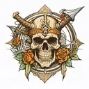 skull archery viking tattoo design idea