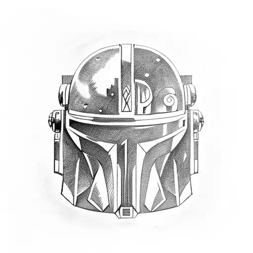 mandalorian helmet tattoo design idea