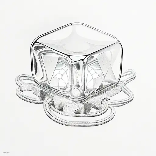a silver cube on a black background tattoo design idea
