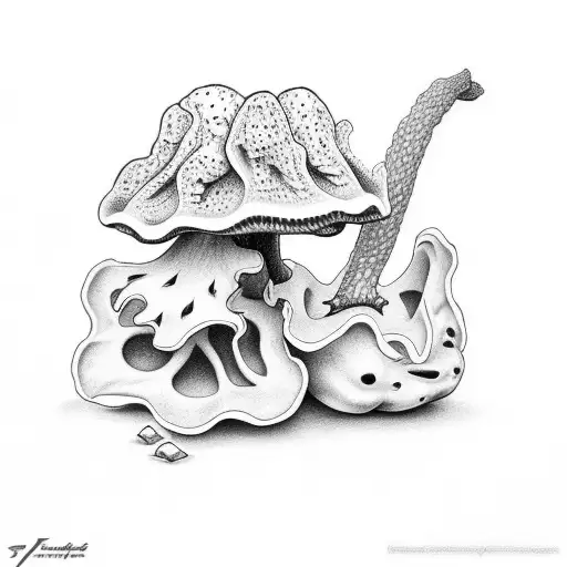 morel mushroom with ramps tattoo design idea