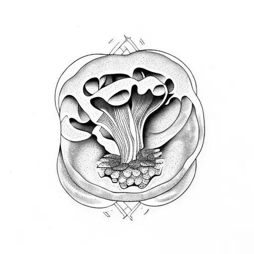 morel mushroom with roots tattoo design idea