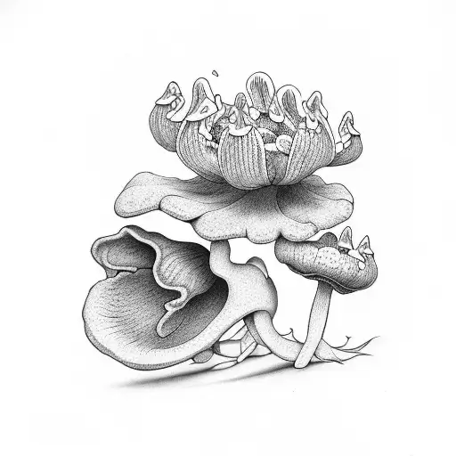 morel mushroom and trillium flowers tattoo design idea