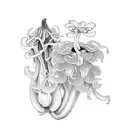 morel and trout lily flowers and fiddleheads tattoo design idea