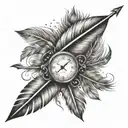 AN Arrow turning into a bird feather with birds flying away  tattoo design idea