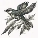 AN Arrow turning into a bird feather with birds flying away  tattoo design idea
