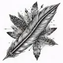 AN Arrow turning into a bird feather with birds flying away  tattoo design idea