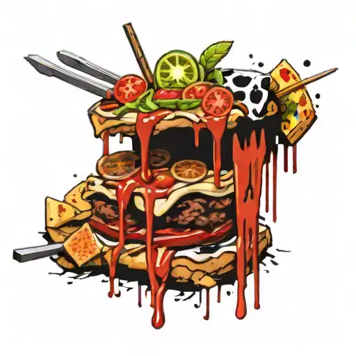 kebab and pizza in a lego tattoo design idea