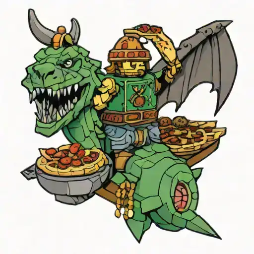 kebab and pizza in a lego tattoo design idea