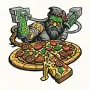 kebab and pizza in a lego tattoo design idea