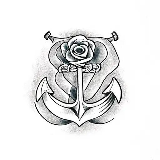  anchor with roses around it and the phrase "hold fast and stay true tattoo design idea