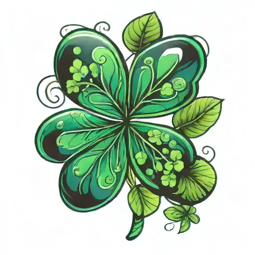 4 leaf clover leaf tattoo design idea
