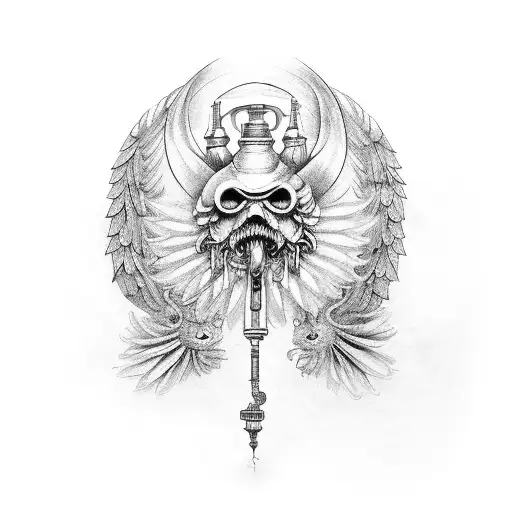 A design combining elements of Polish folklore and industrial machinery tattoo design idea