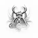 A design combining elements of Polish folklore and industrial machinery tattoo design idea