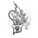 A design combining elements of Polish folklore and industrial machinery tattoo design idea