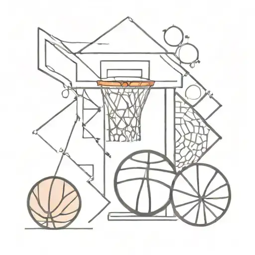 A minimalist geometric pattern incorporating elements of basketball and reptiles to represent your son tattoo design idea