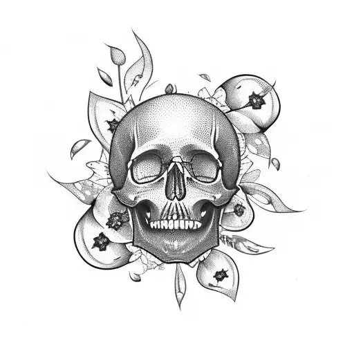 skull stars butterflies flowers filagree tattoo design idea