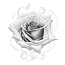 Rose cursive name tattoo design idea