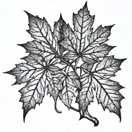 Canadian Maple Leafs with tree branches with an acid melted effect tattoo design idea