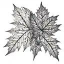 Canadian Maple Leafs with tree branches with an acid melted effect tattoo design idea