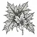 Canadian Maple Leafs with tree branches with an acid melted effect tattoo design idea
