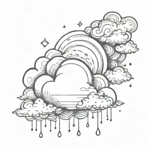 rain cloud ornamental sun peaking out of cloud tattoo design idea