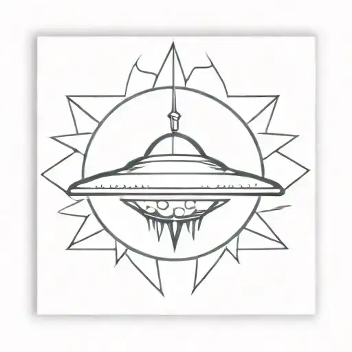 flying saucer with spikes tattoo design idea