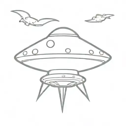 flying saucer in cartoon style tattoo design idea