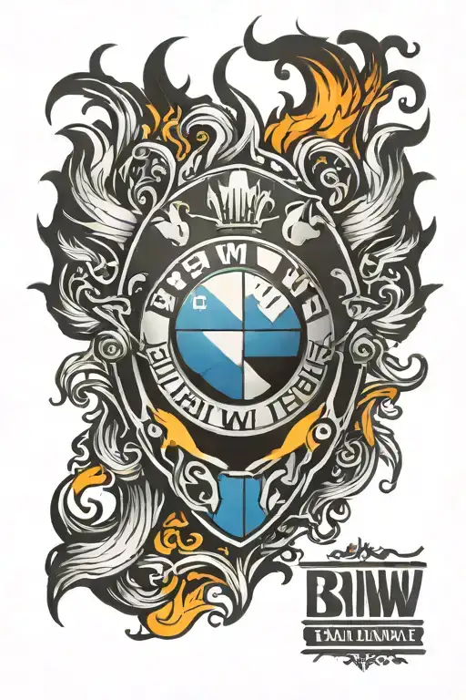 bmw logo in fire tattoo design idea