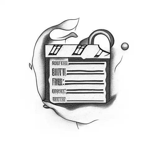 A director's clapboard with philosophical quotes written on it tattoo design idea