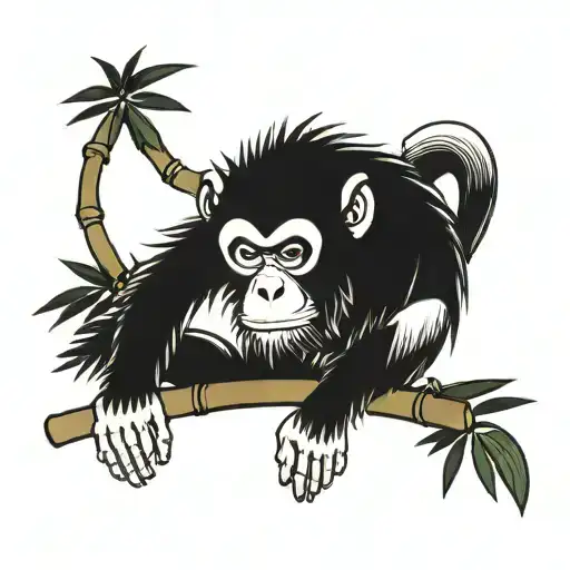 monkey and bamboo tattoo design idea