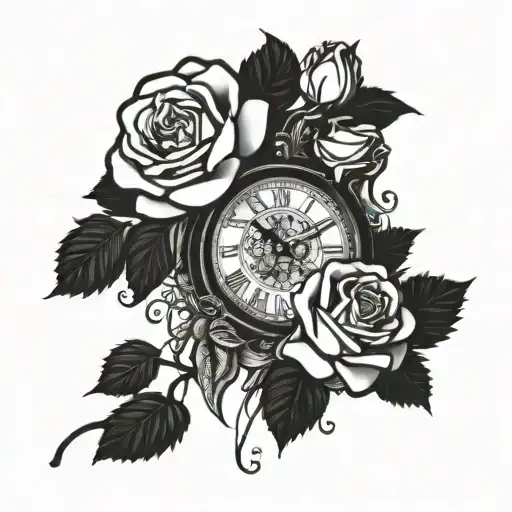 Roses 2008 clock money  tattoo design idea