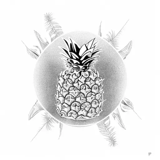 pineapple, U turn, kangaroo  tattoo design idea