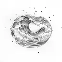 Ocean Wave with infinity symbol tattoo design idea