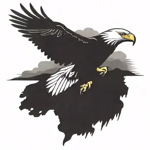 A tattoo of a majestic bald eagle flying over a Texas landscape, symbolizing freedom and strength tattoo design idea